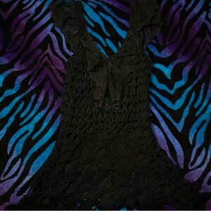 Black crochet lace top with butterfly detail